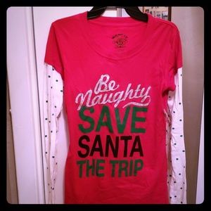 Juniors Holiday Tee Shirt Long Sleeve